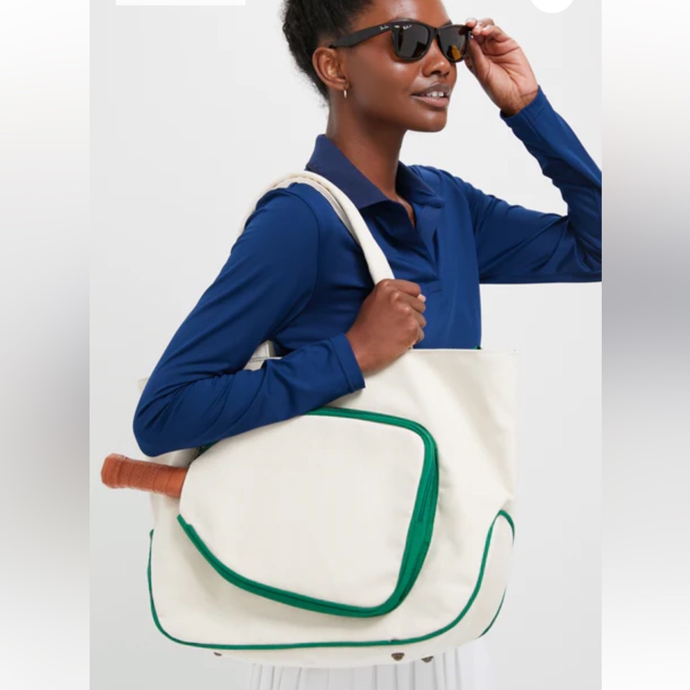 Tuckernuck Cream Canvas Tote with Green Trim for Pickleball. NWOT - Picture 2 of 7